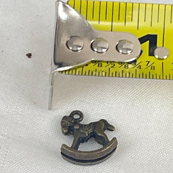 Bronze Rocking Horse Charm Pendant For Jewelry Making Antique Finish Small - Picture 4 of 4